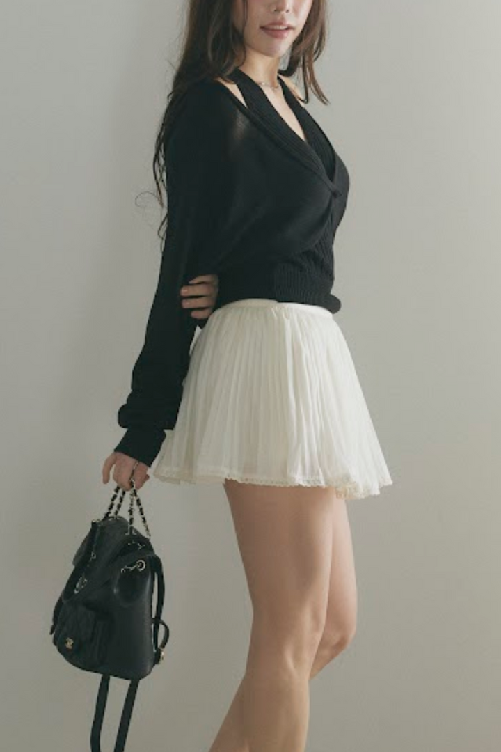 カシュクールニットトップス＆ショートボレロセット