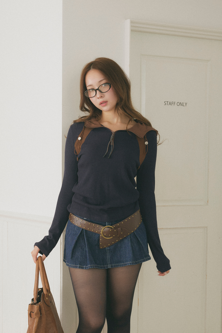 スポーティバイカラートップス