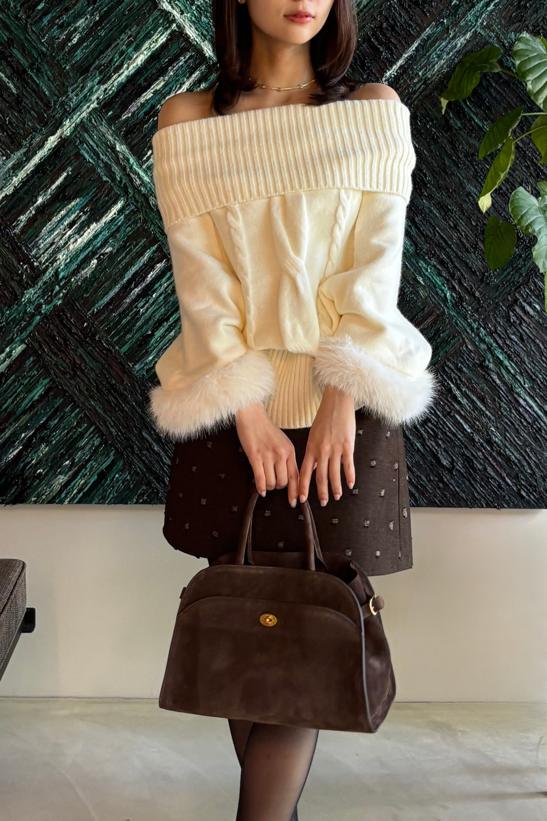 オフショルファーポンチョ