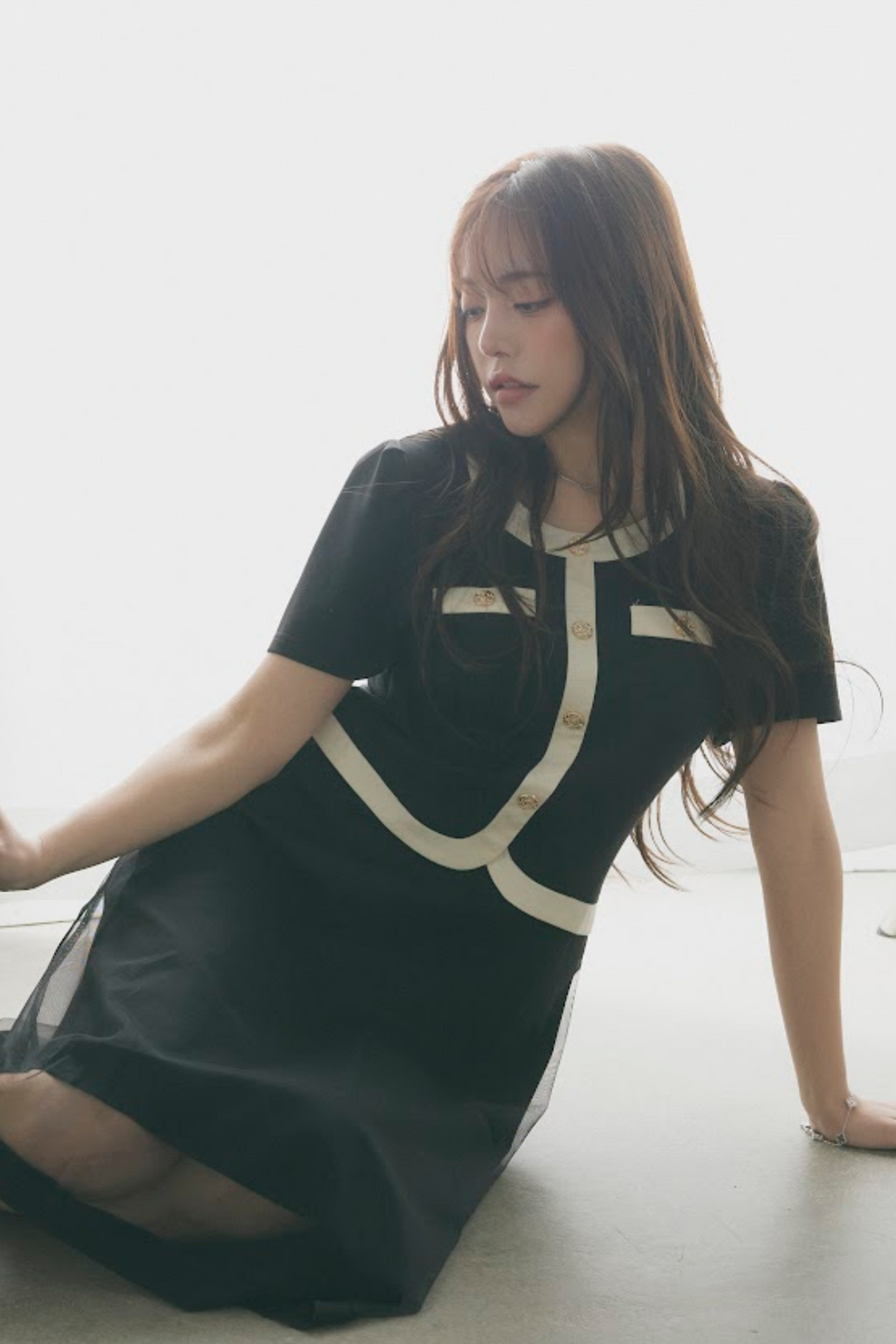 バイカラーパイピングワンピース