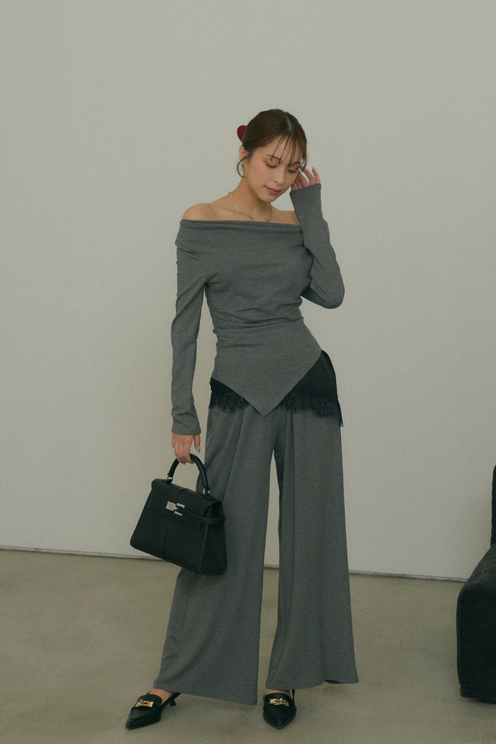 レースサテンアシメキャミソール