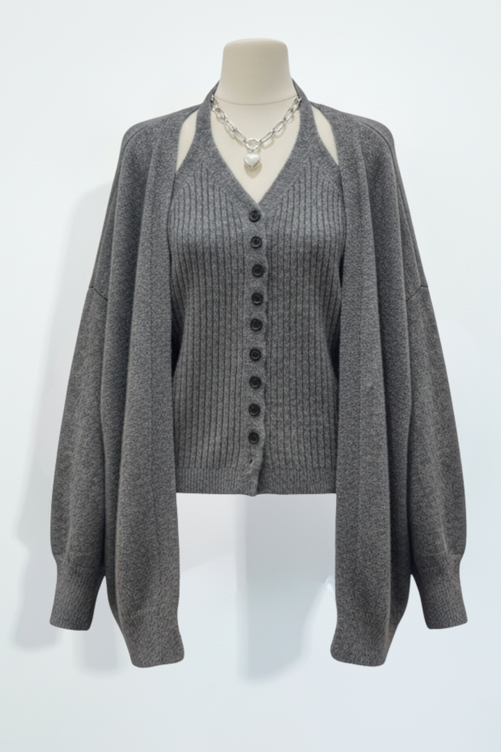 リブニットカーデセット