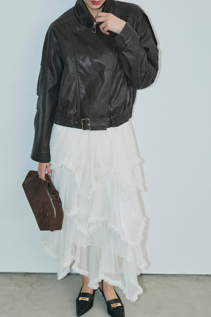 ショート丈ライダースジャケット