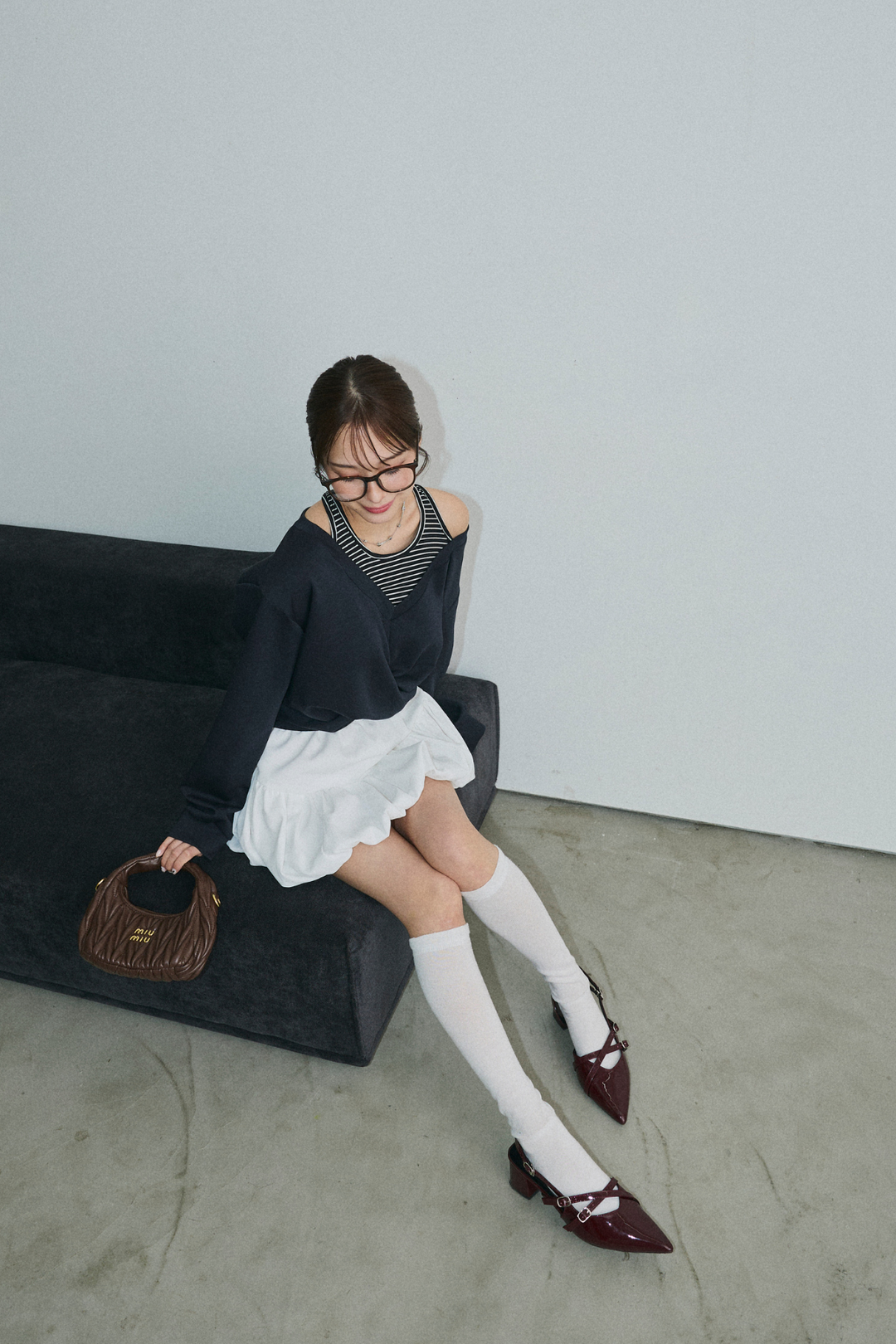 レイヤードクロスショートトップス