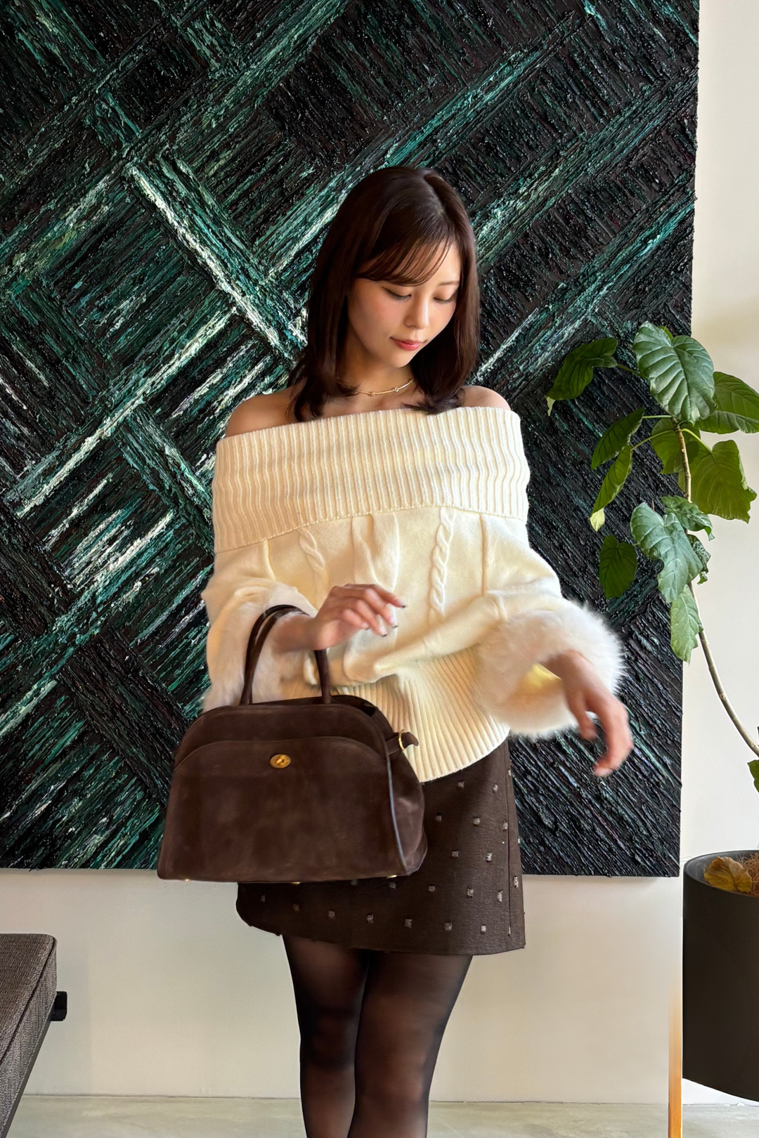 オフショルファーポンチョ