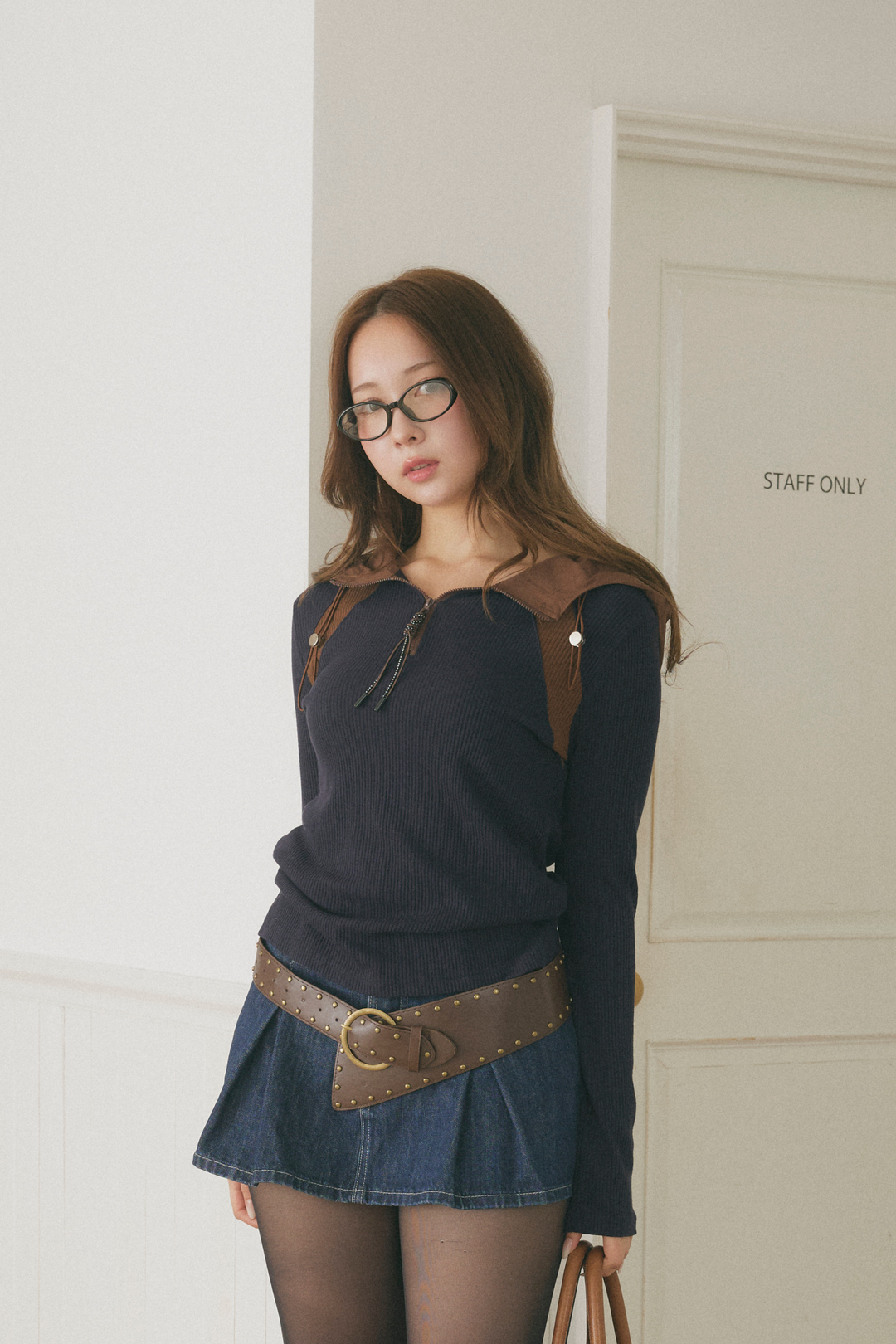 プリーツデニムマイクロスカート