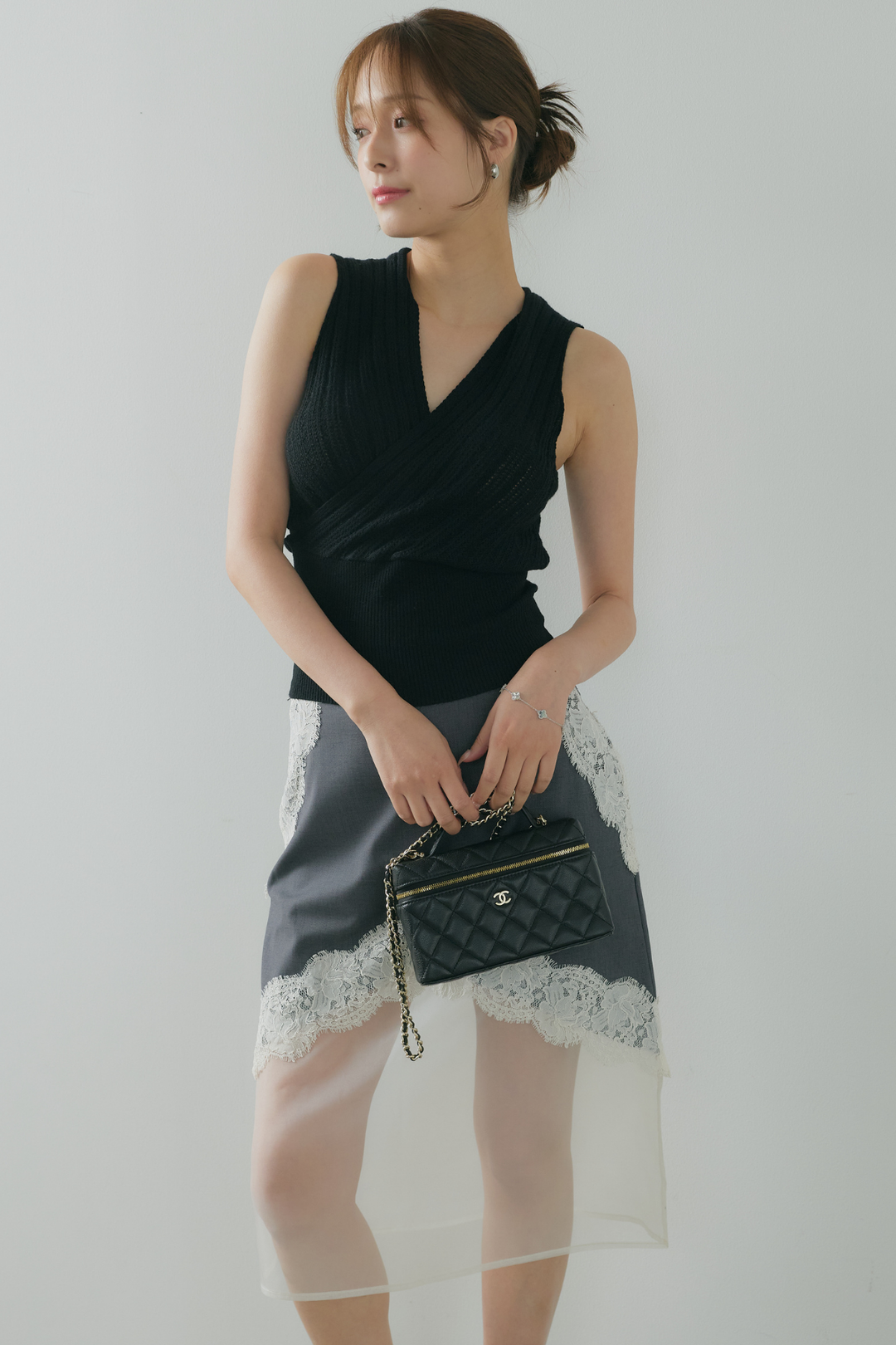 ウエストシェイプカシュクールニット
