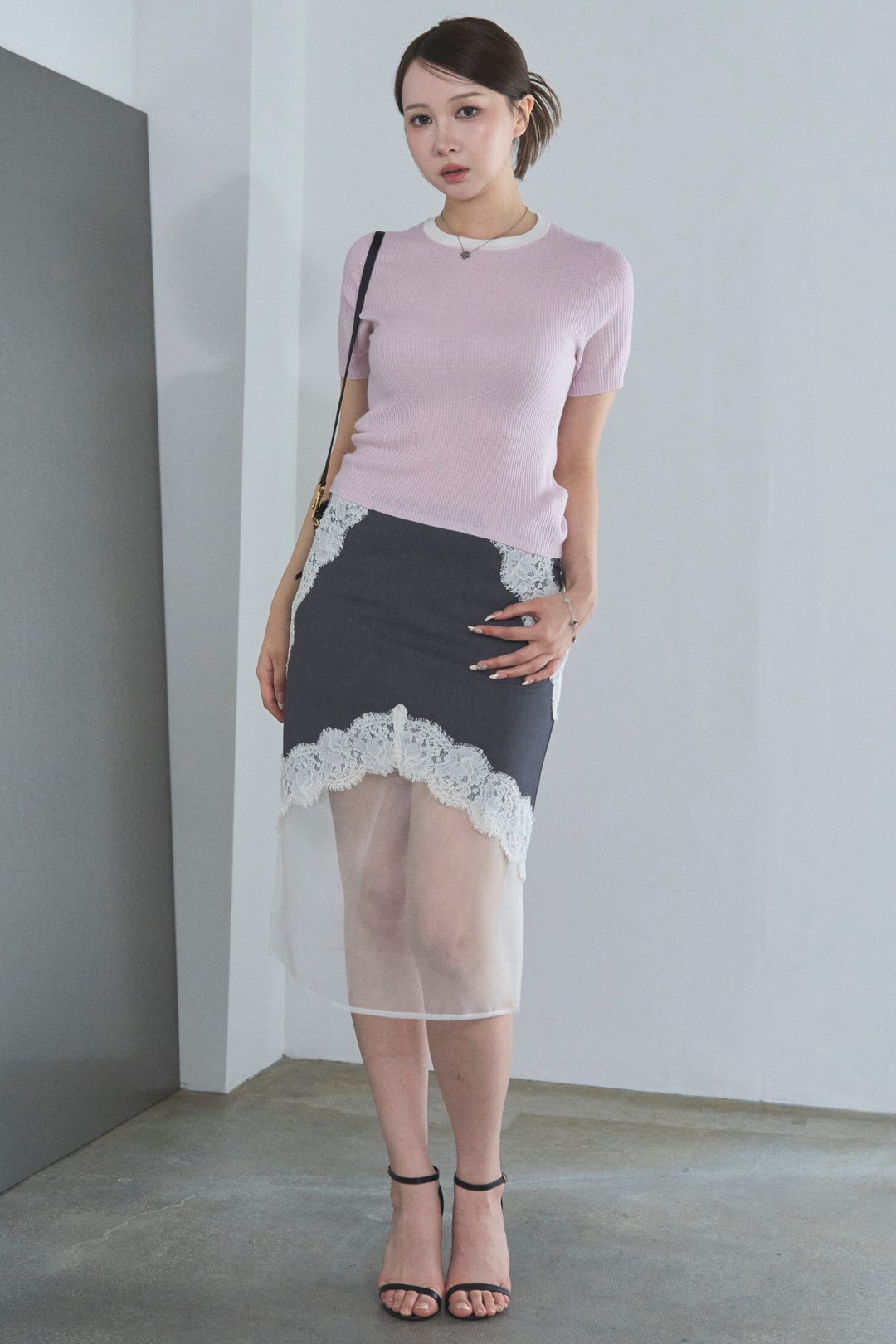 ラインワッフルニット
