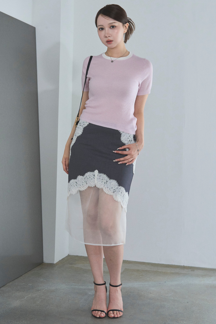 ラインワッフルニット