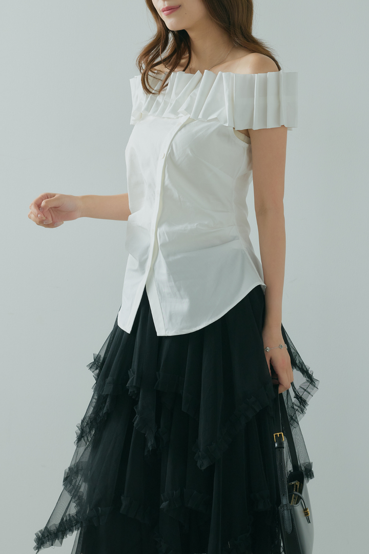 プリーツオフショルブラウス