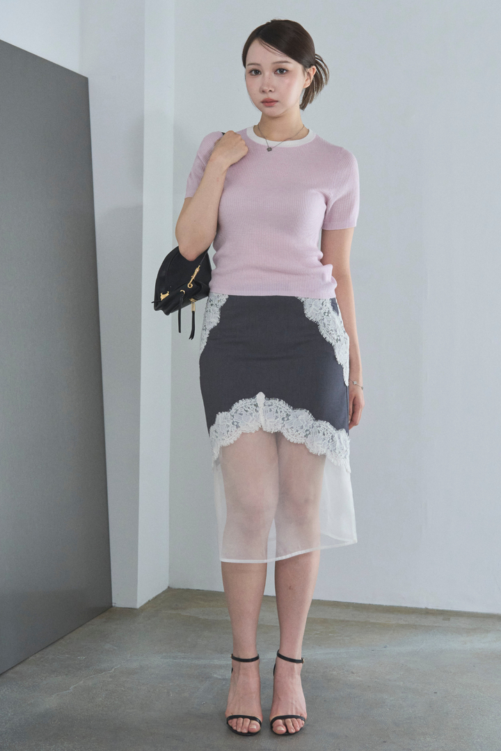 ラインワッフルニット
