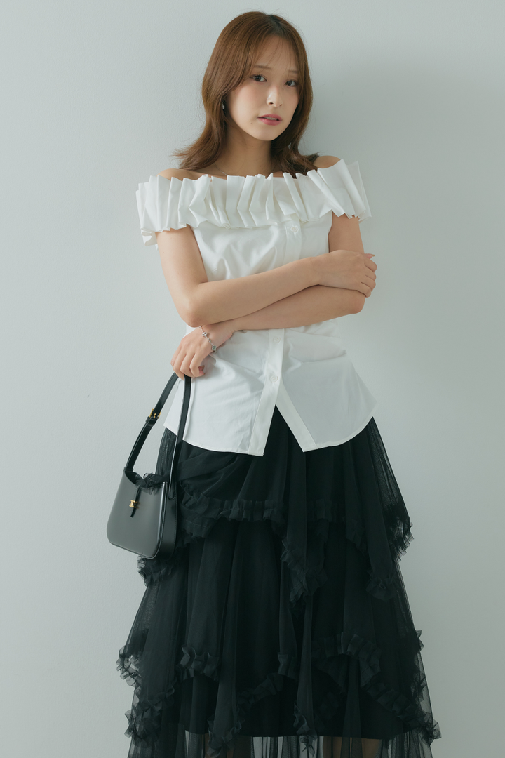 プリーツオフショルブラウス