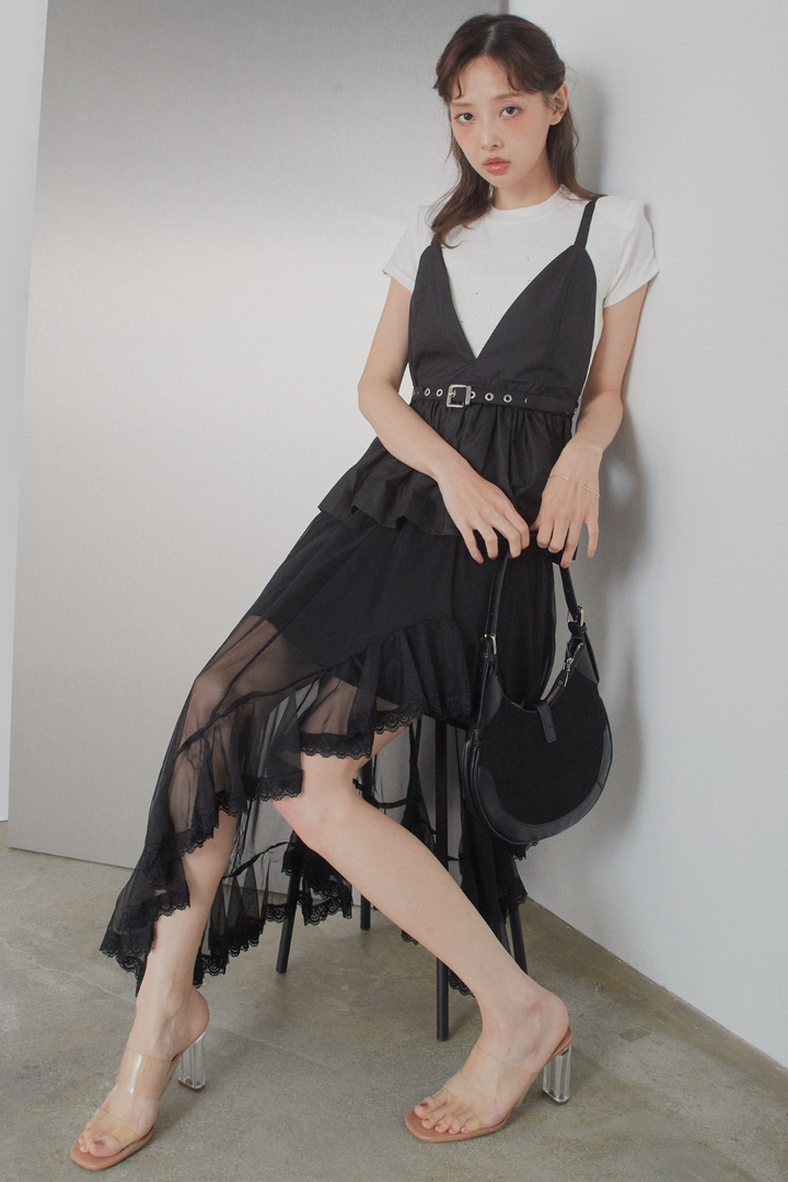 アシンメトリーシアーフリルスカート