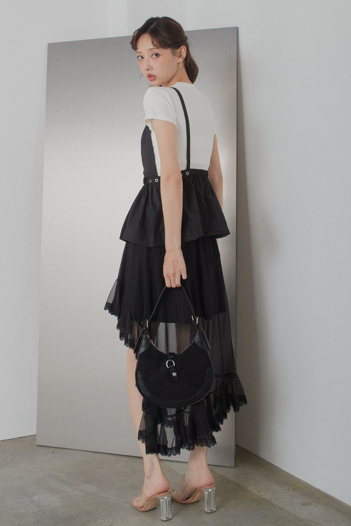 アシンメトリーシアーフリルスカート