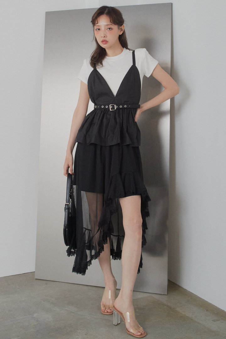 アシンメトリーシアーフリルスカート