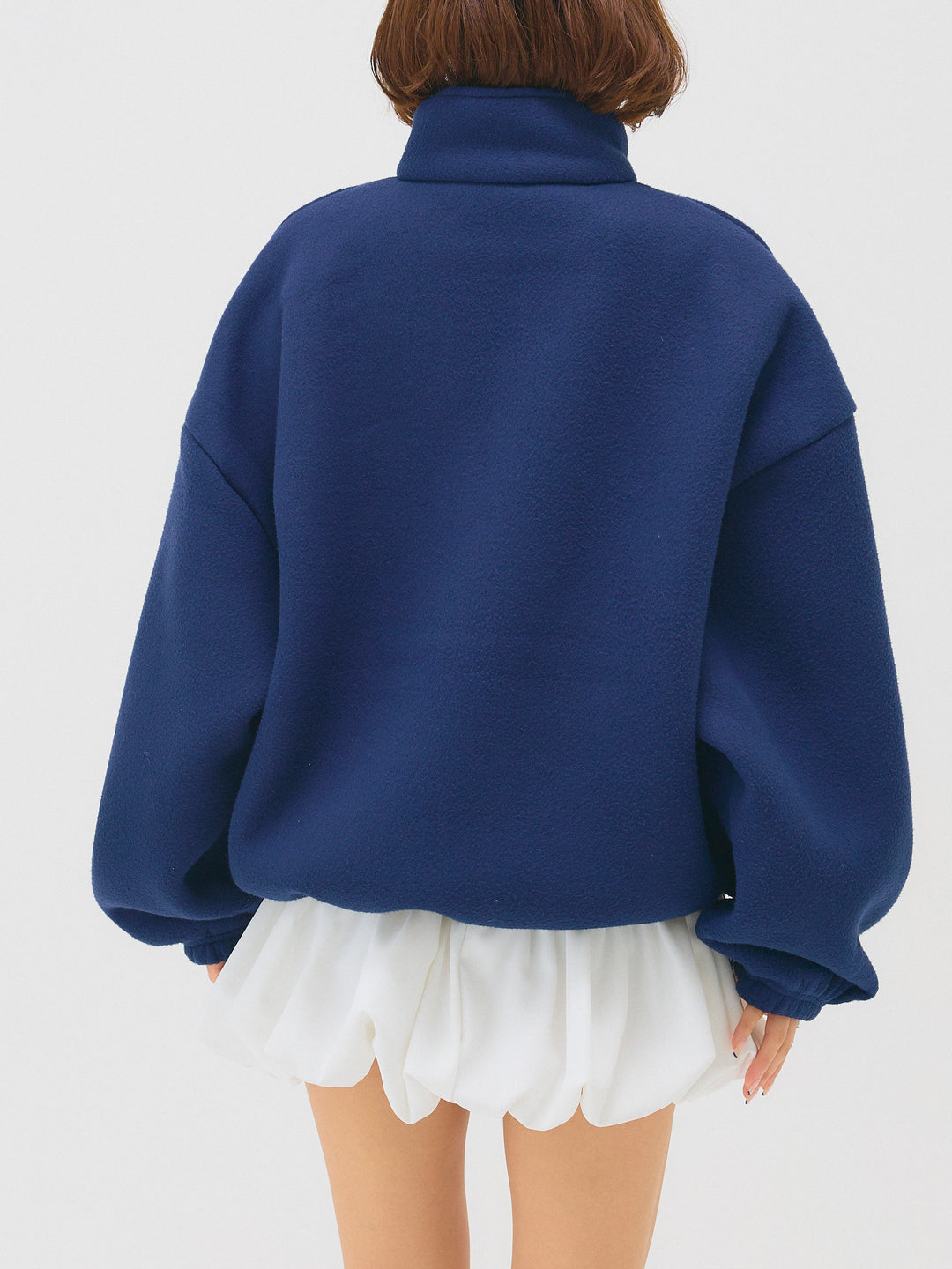 配色フリースオーバーサイズトップス/NAVY