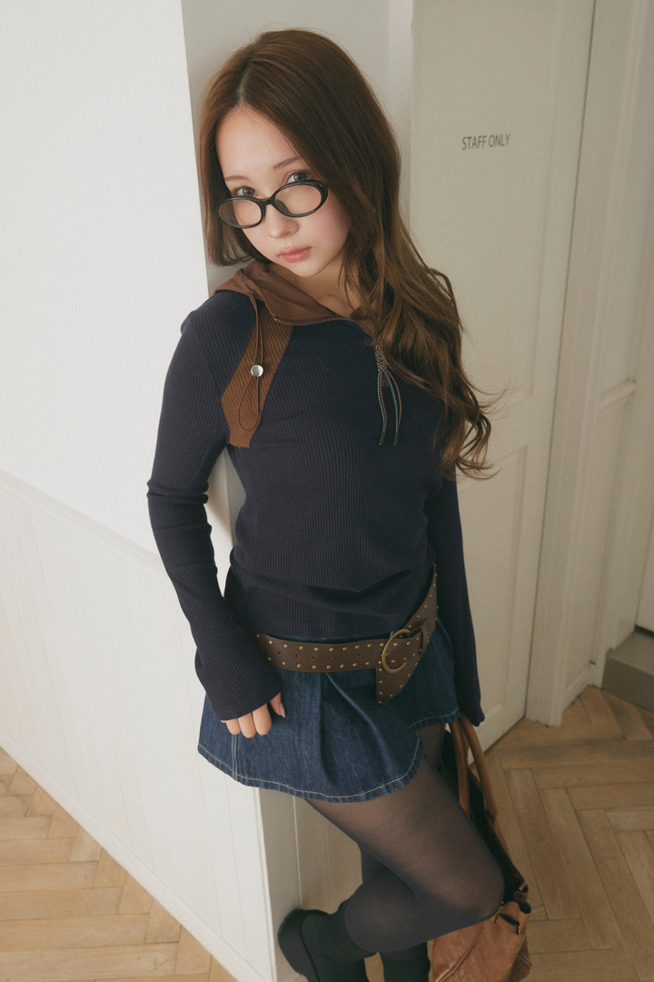 プリーツデニムマイクロスカート