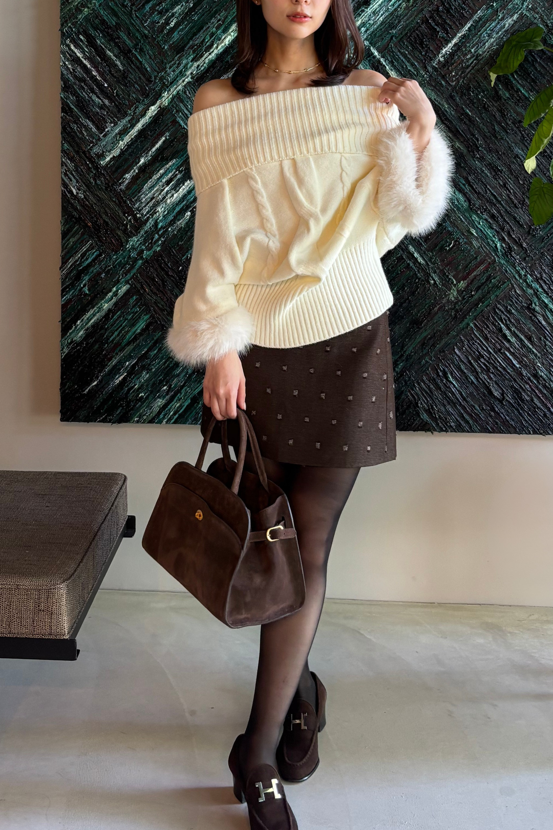 オフショルファーポンチョ