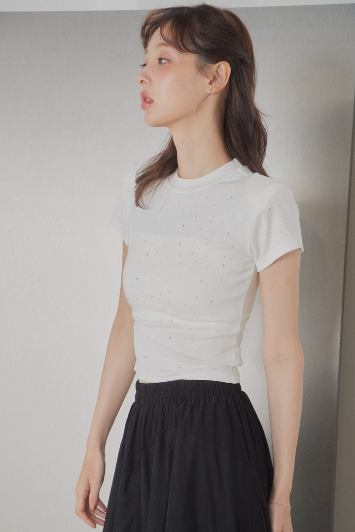 ストーン付コンパクトTシャツ