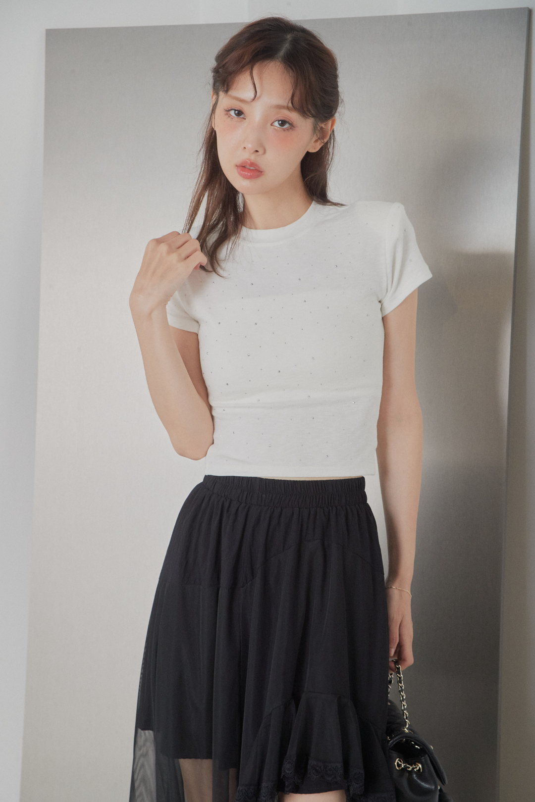 ストーン付コンパクトTシャツ