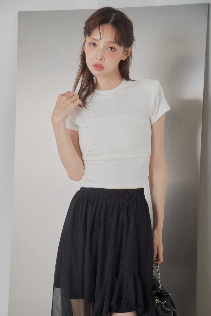 ストーン付コンパクトTシャツ
