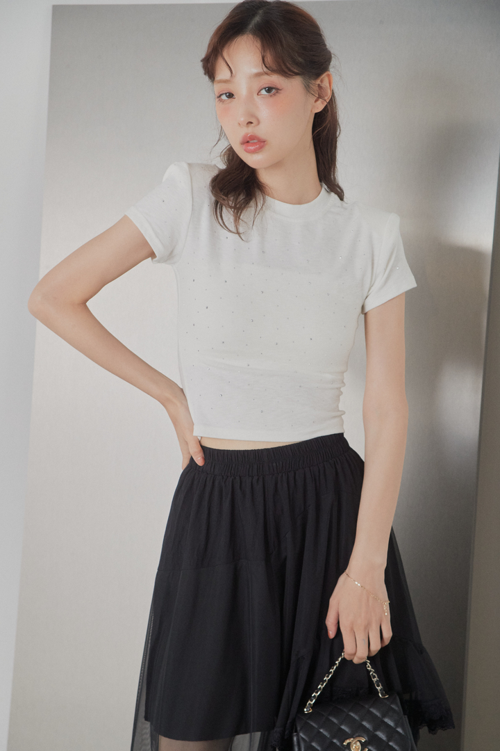 ストーン付コンパクトTシャツ