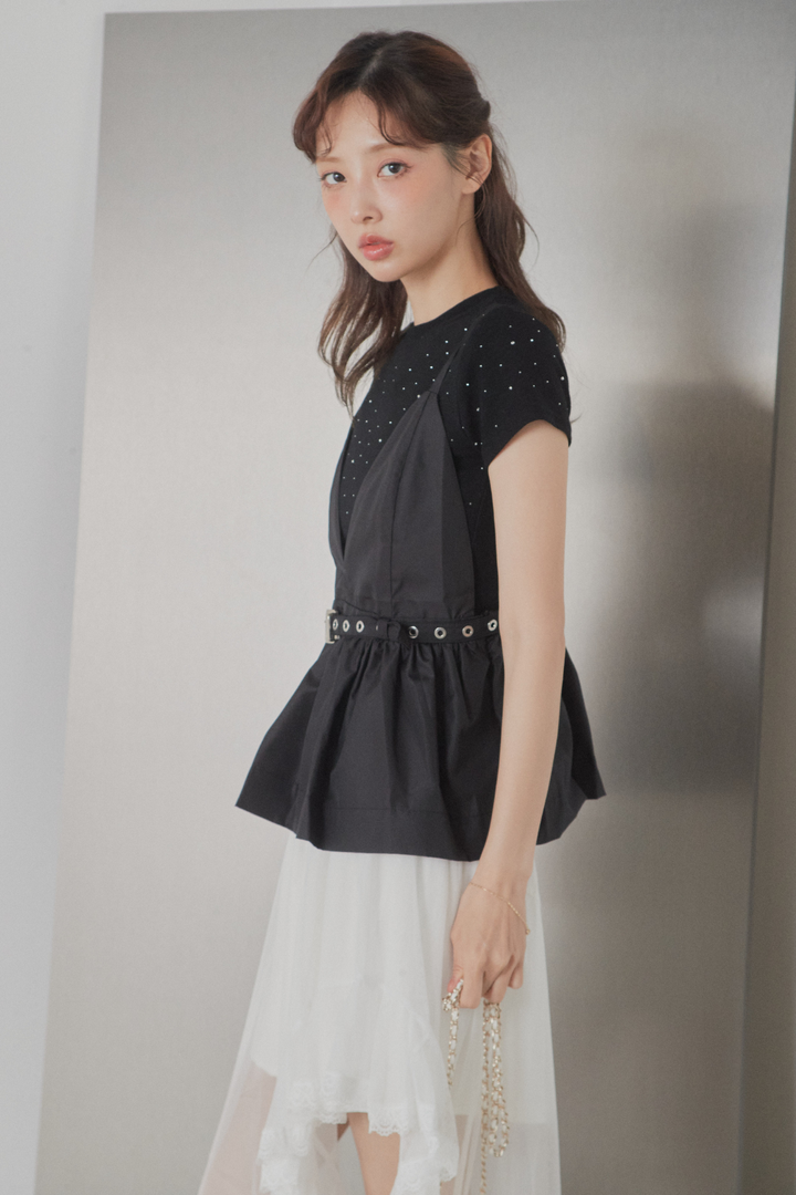 ストーン付コンパクトTシャツ
