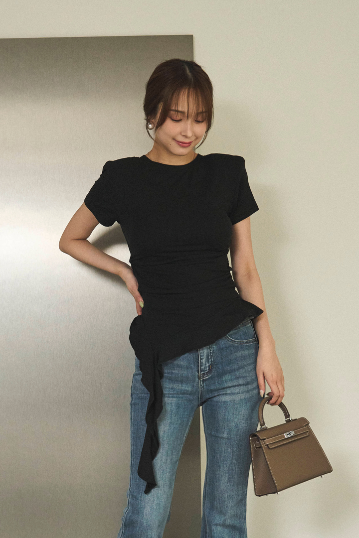 アシンメトリードレープTシャツ