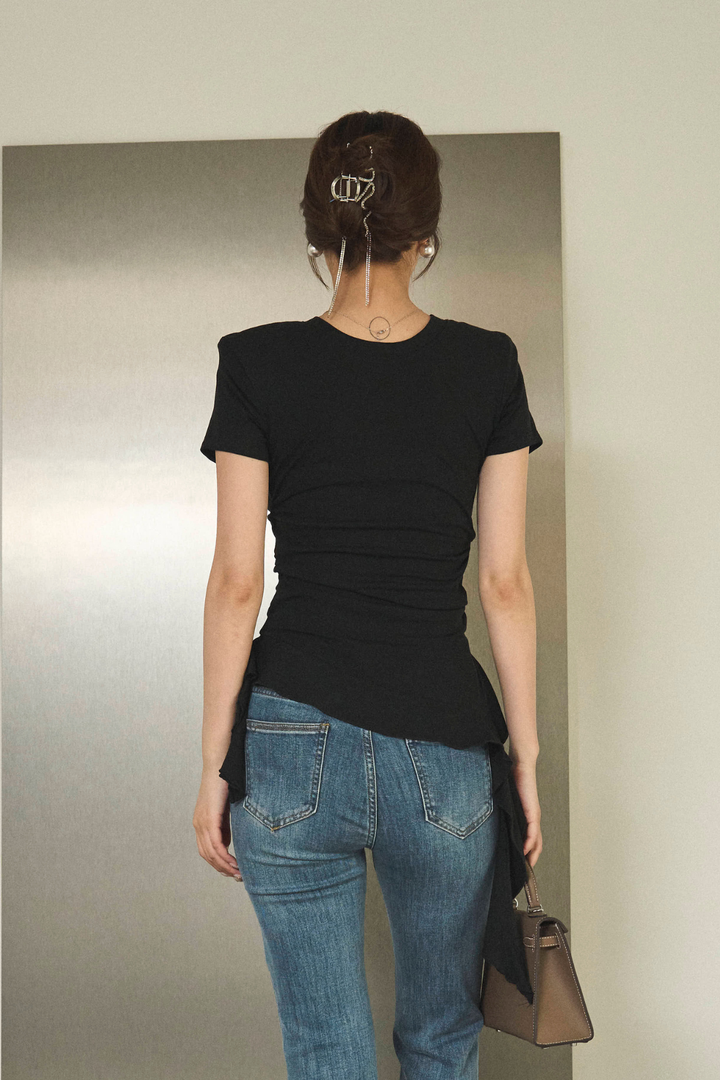 アシンメトリードレープTシャツ