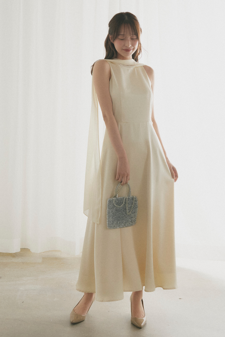 6WAYシフォンケープサテンロングドレス