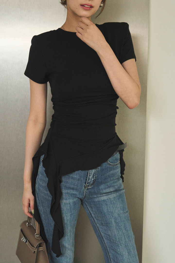 アシンメトリードレープTシャツ