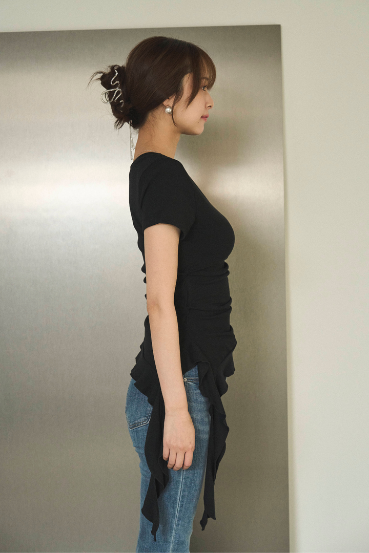 アシンメトリードレープTシャツ