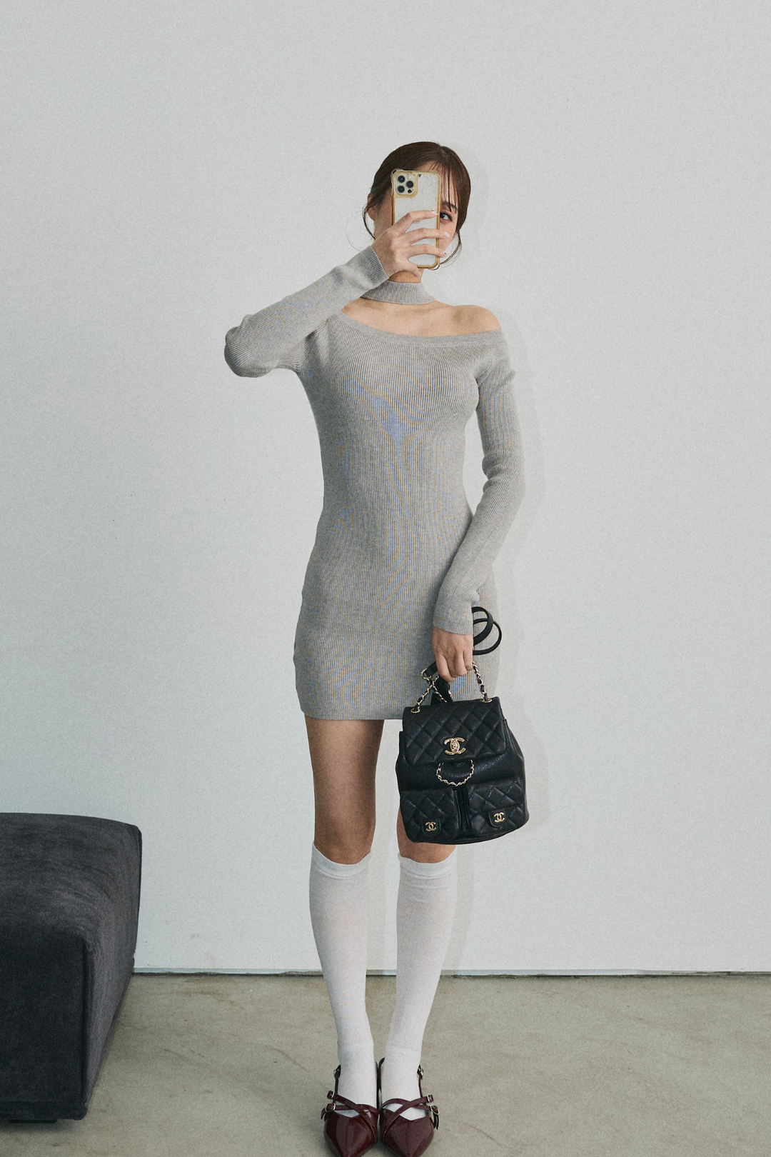 チョーカーライクタイトニットワンピース