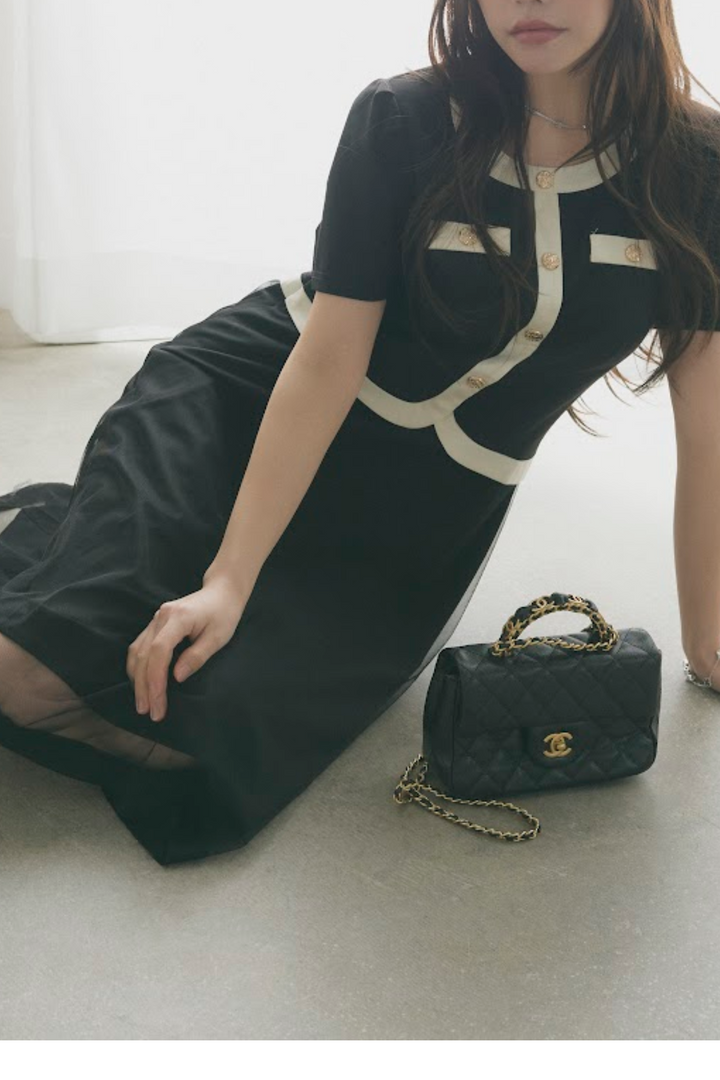 バイカラーパイピングワンピース