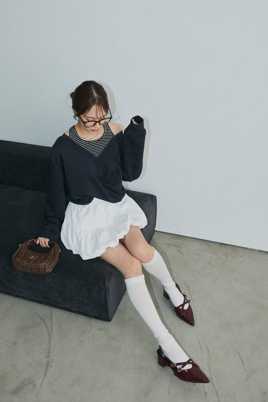 レイヤードクロスショートトップス