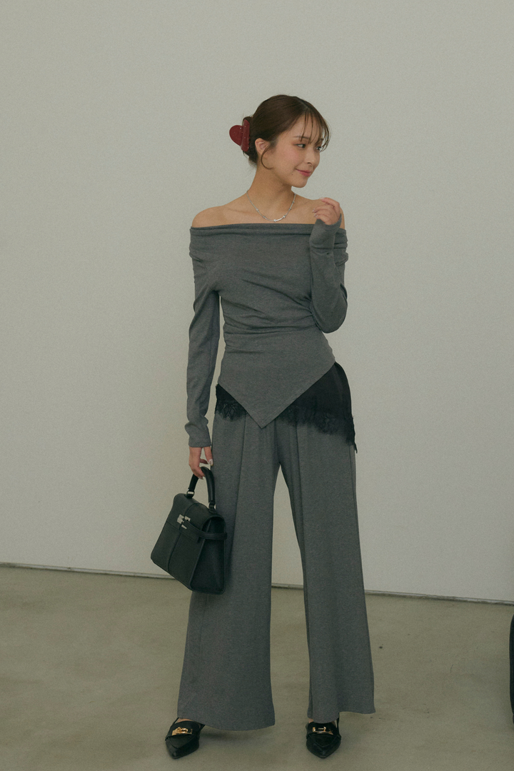 レースサテンアシメキャミソール