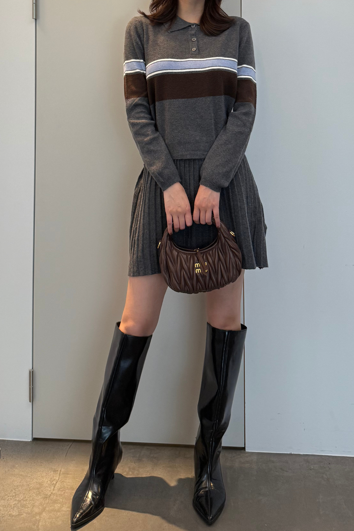 ボーダーポロニットセットアップ