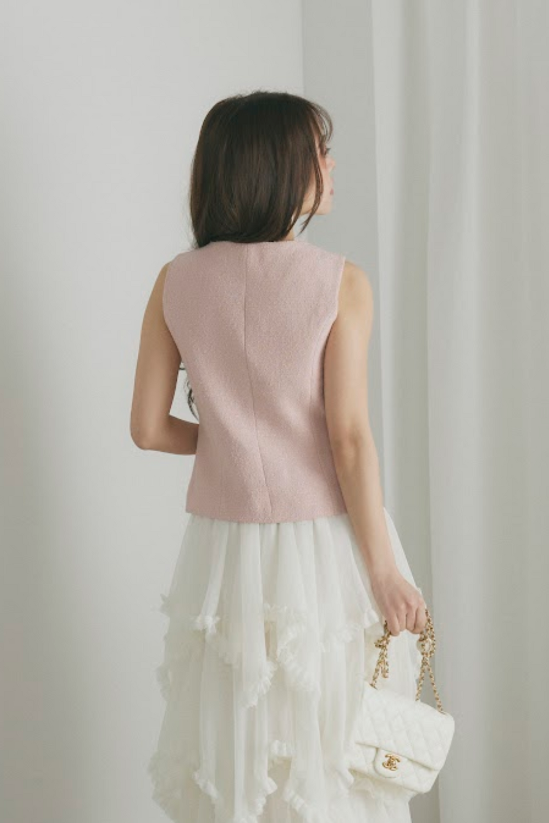 カラーツイードVネックジレ