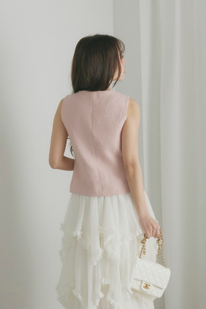 カラーツイードVネックジレ