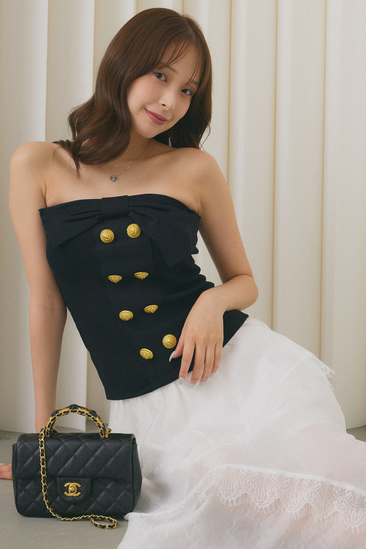 アシンメトリーレースヘムロングスカート