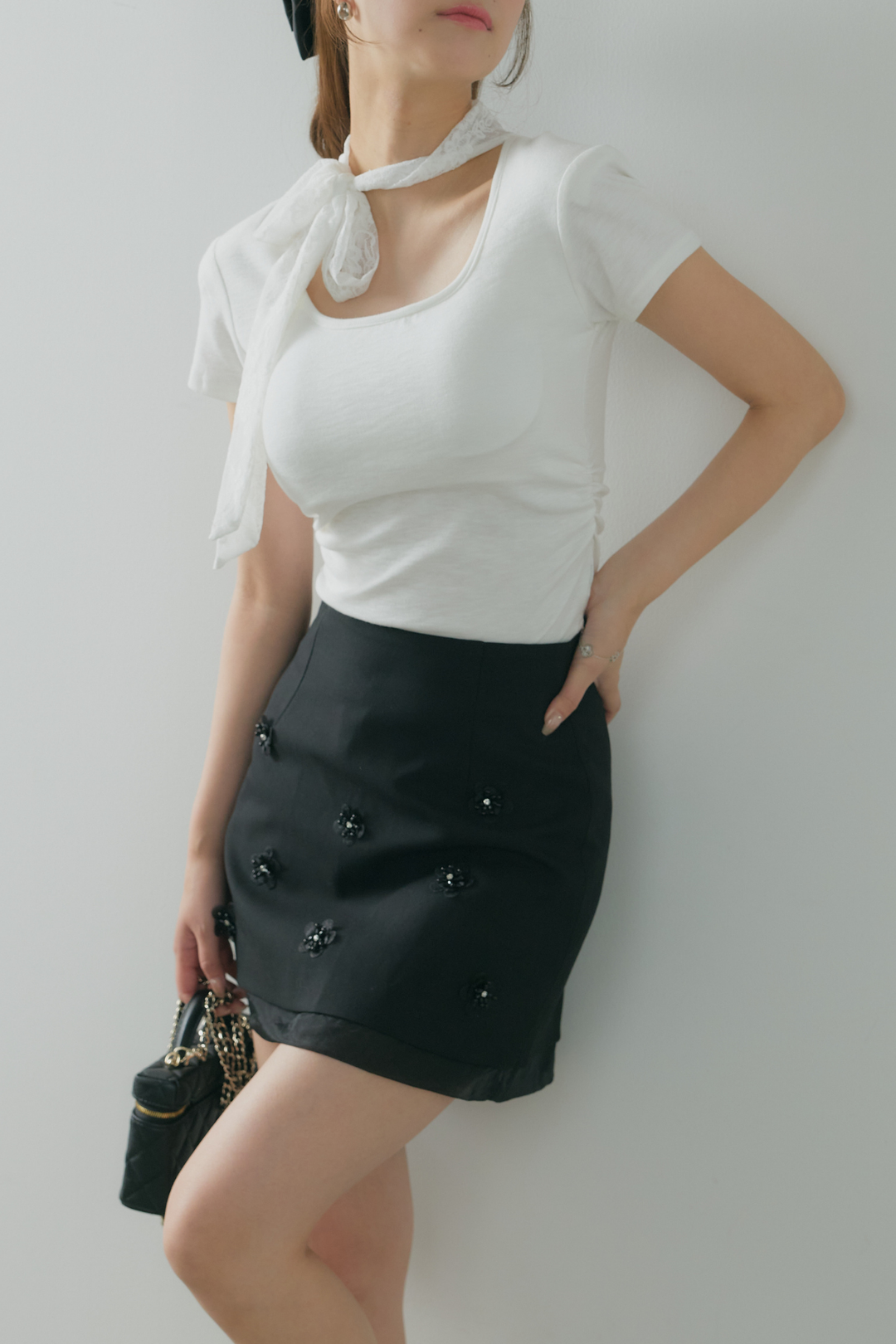 フラワービジュー付ミニスカート