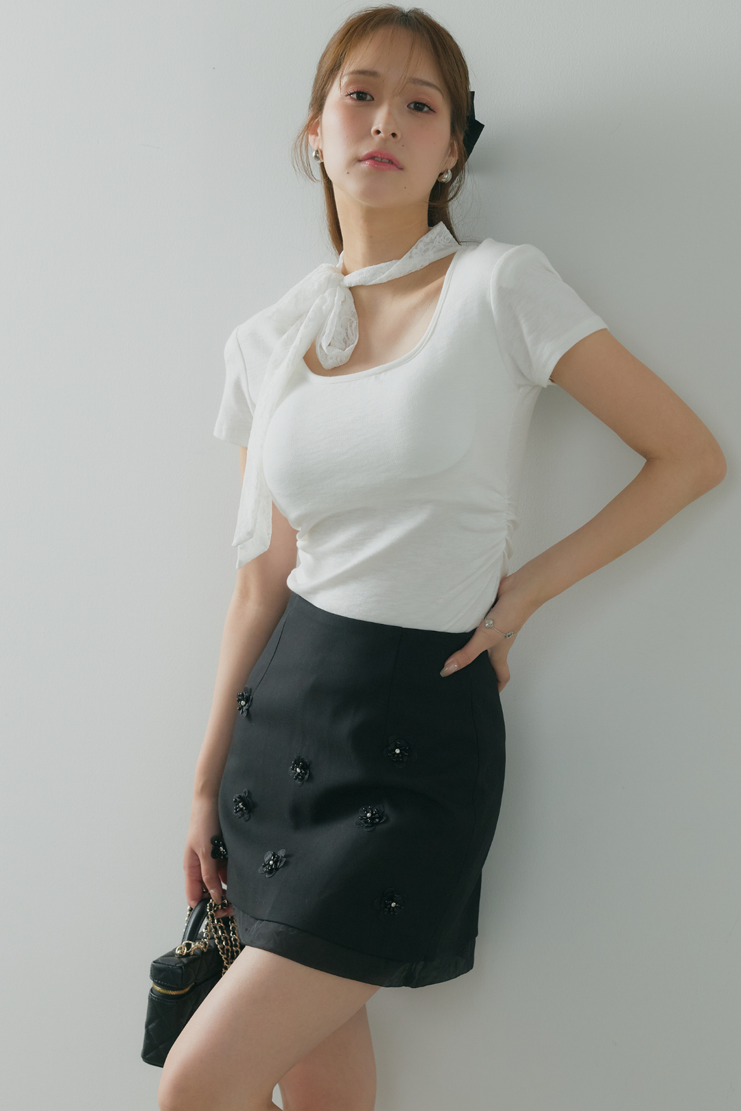 フラワービジュー付ミニスカート