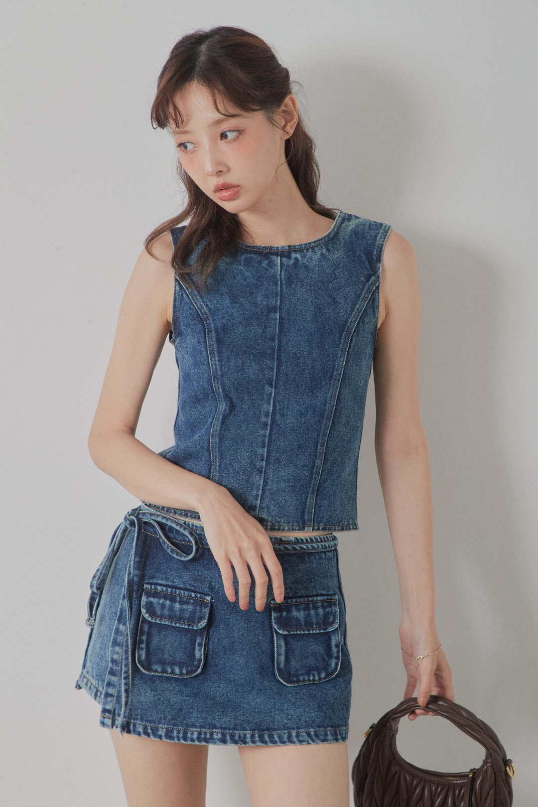 バックオープンデニムセットアップ