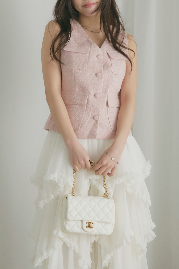 カラーツイードVネックジレ