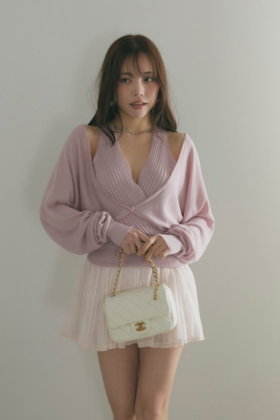 カシュクールニットトップス＆ショートボレロセット