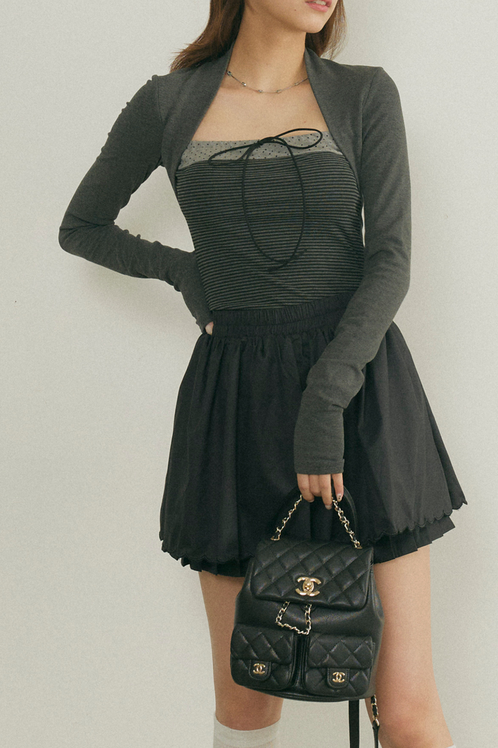 ボレロライクボーダードッキングトップス