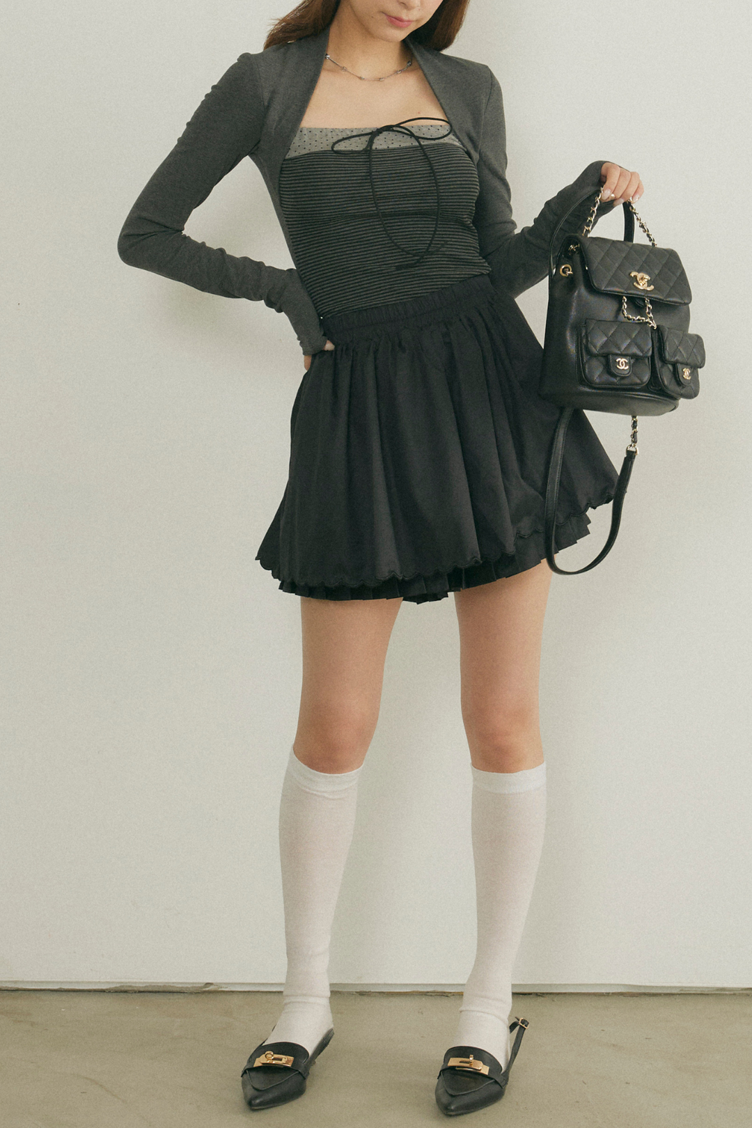 ボレロライクボーダードッキングトップス