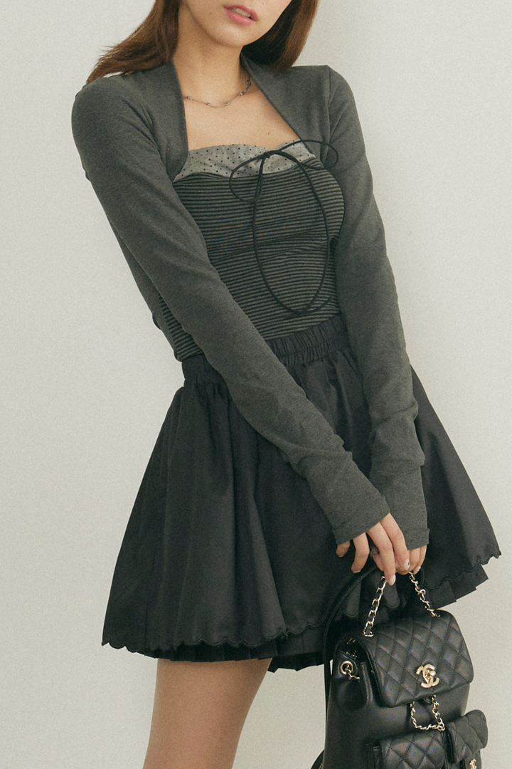 ボレロライクボーダードッキングトップス