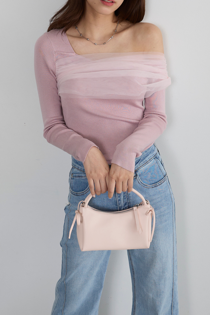 シアーチュールオフショルダートップス