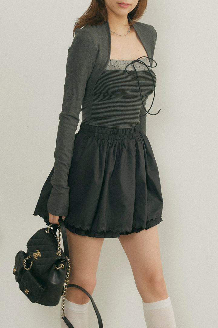 ボレロライクボーダードッキングトップス